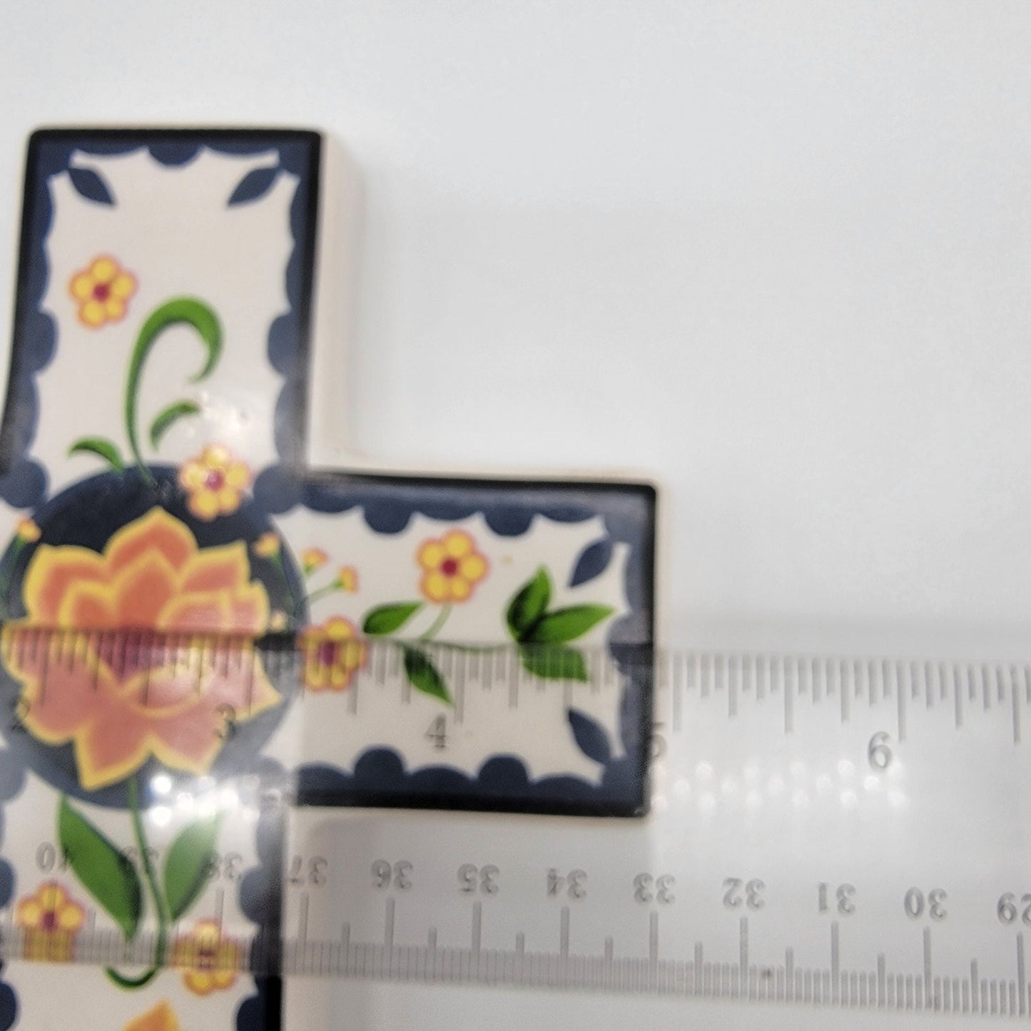 Hand-Painted Porcelain Cross Wall Hanging