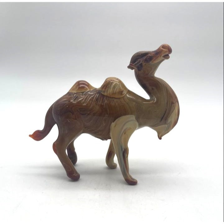Vintage Carved Banded Onyx Marble Camel Figurine