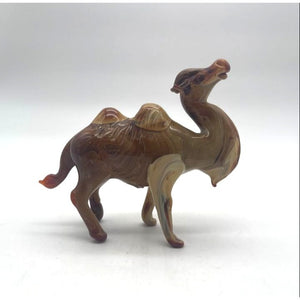 Vintage Carved Banded Onyx Marble Camel Figurine