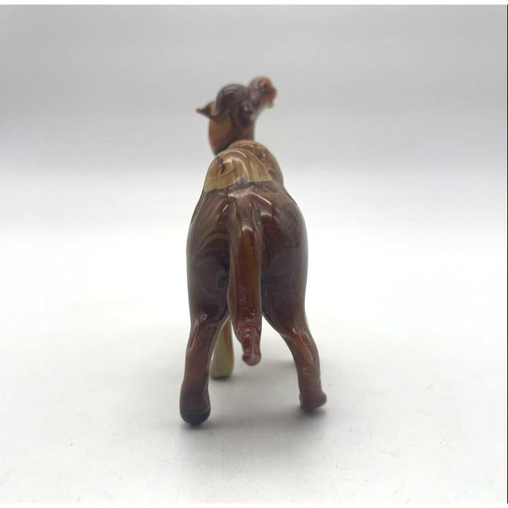 Vintage Carved Banded Onyx Marble Camel Figurine