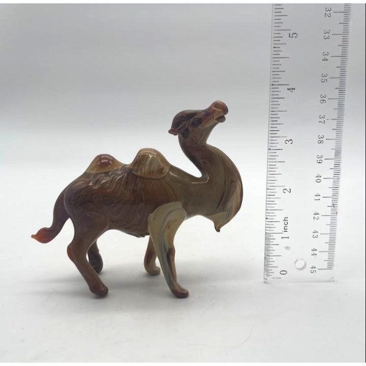 Vintage Carved Banded Onyx Marble Camel Figurine
