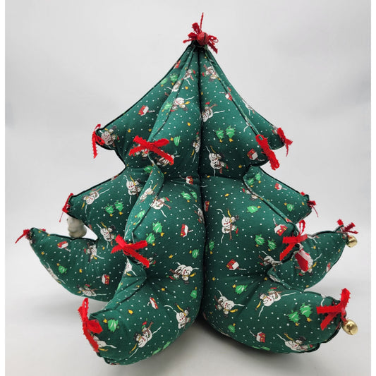 Handcrafted Vintage 1980s 3D Quilted Fabric Christmas Tree