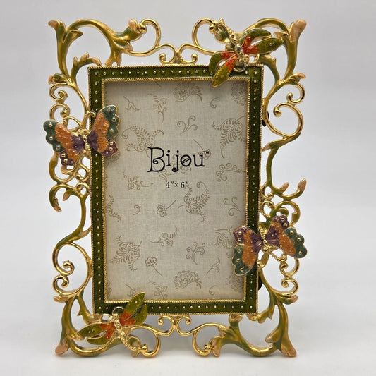 Vintage Bijou Butterfly Dragonfly Enameled Picture Frame 4x6