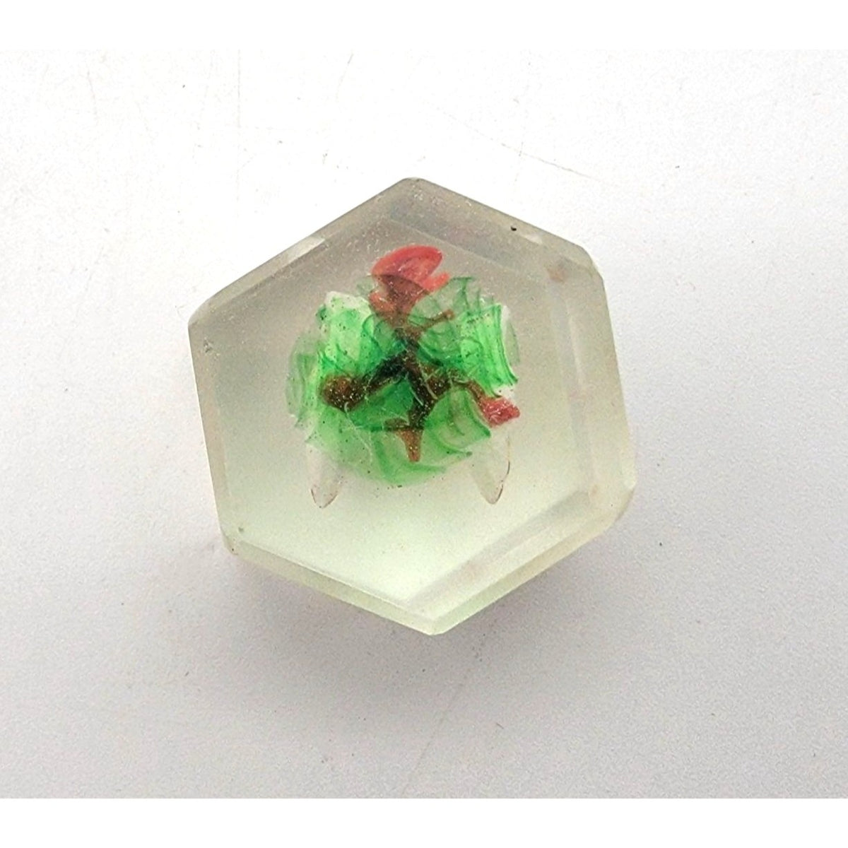 Pair Of Vintage 1930s Sulfide Glass Cube Paperweights With Birds