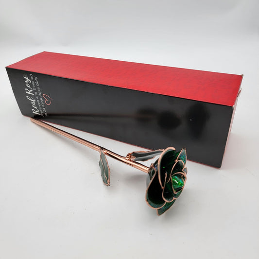 Green Enchanted Real Rose 24K Gold Dipped Handcrafted Gift Box