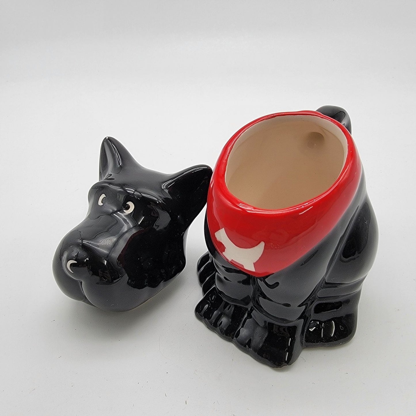 Scotty Dog Treat Jar With Red Collar & Removable Lid