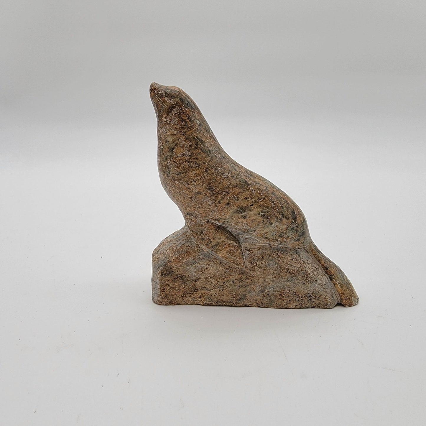 Vintage Inuit Carved Soapstone Seal Sculpture Signed Anton