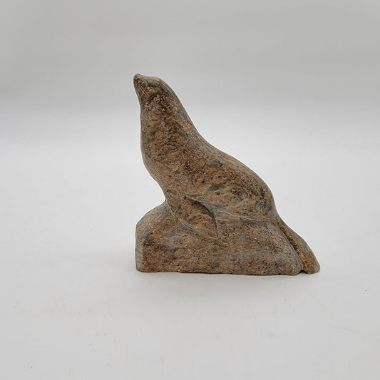 Vintage Inuit Carved Soapstone Seal Sculpture Signed Anton