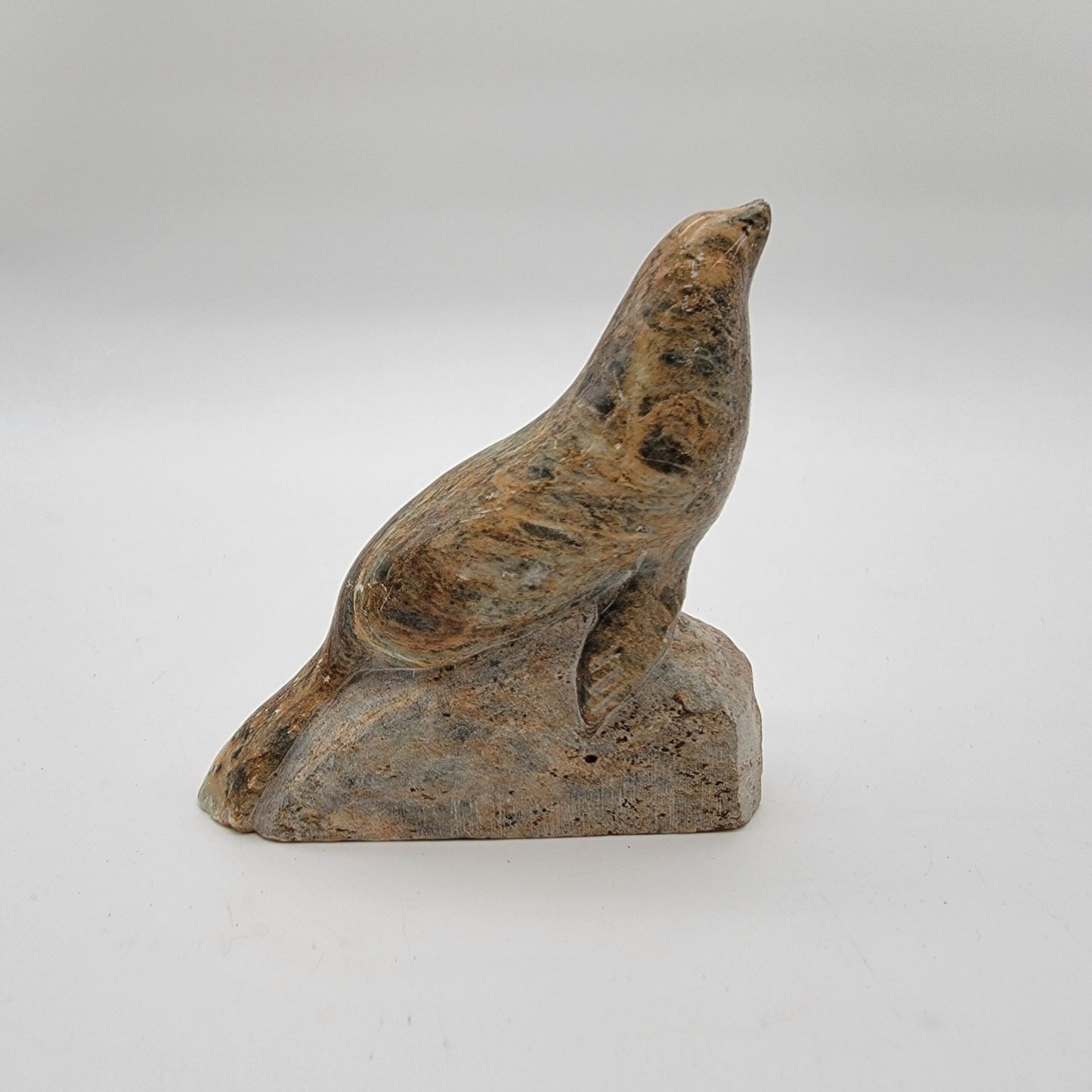 Vintage Inuit Carved Soapstone Seal Sculpture Signed Anton