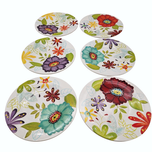 Laurie Gates Floral Melamine Dinner Plates Set Of 6