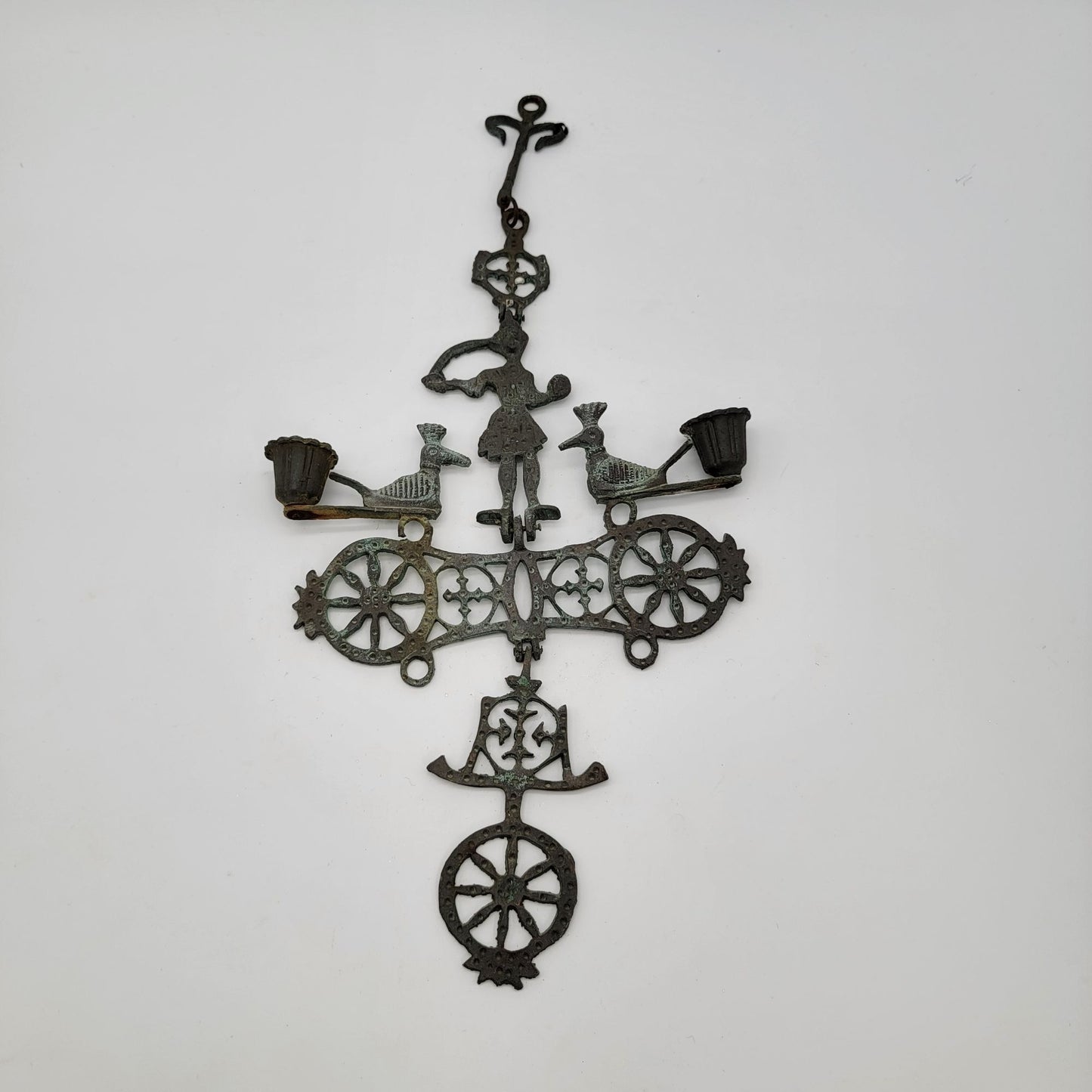 Byzantine Cross Hanging Candle Holder Metal Wall Sconce