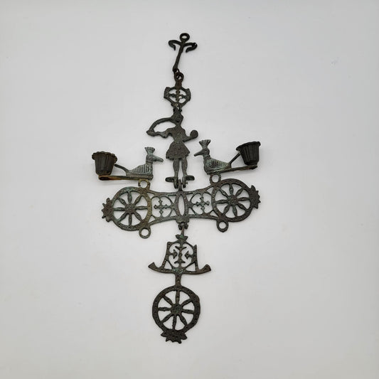 Byzantine Cross Hanging Candle Holder Metal Wall Sconce