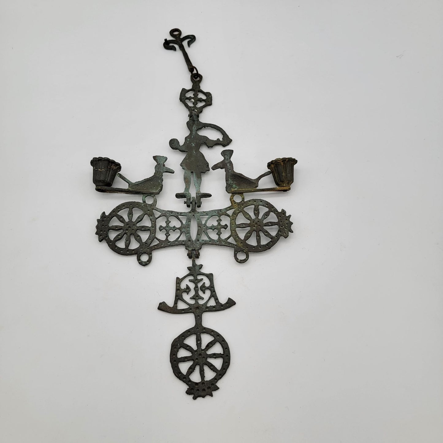 Byzantine Cross Hanging Candle Holder Metal Wall Sconce
