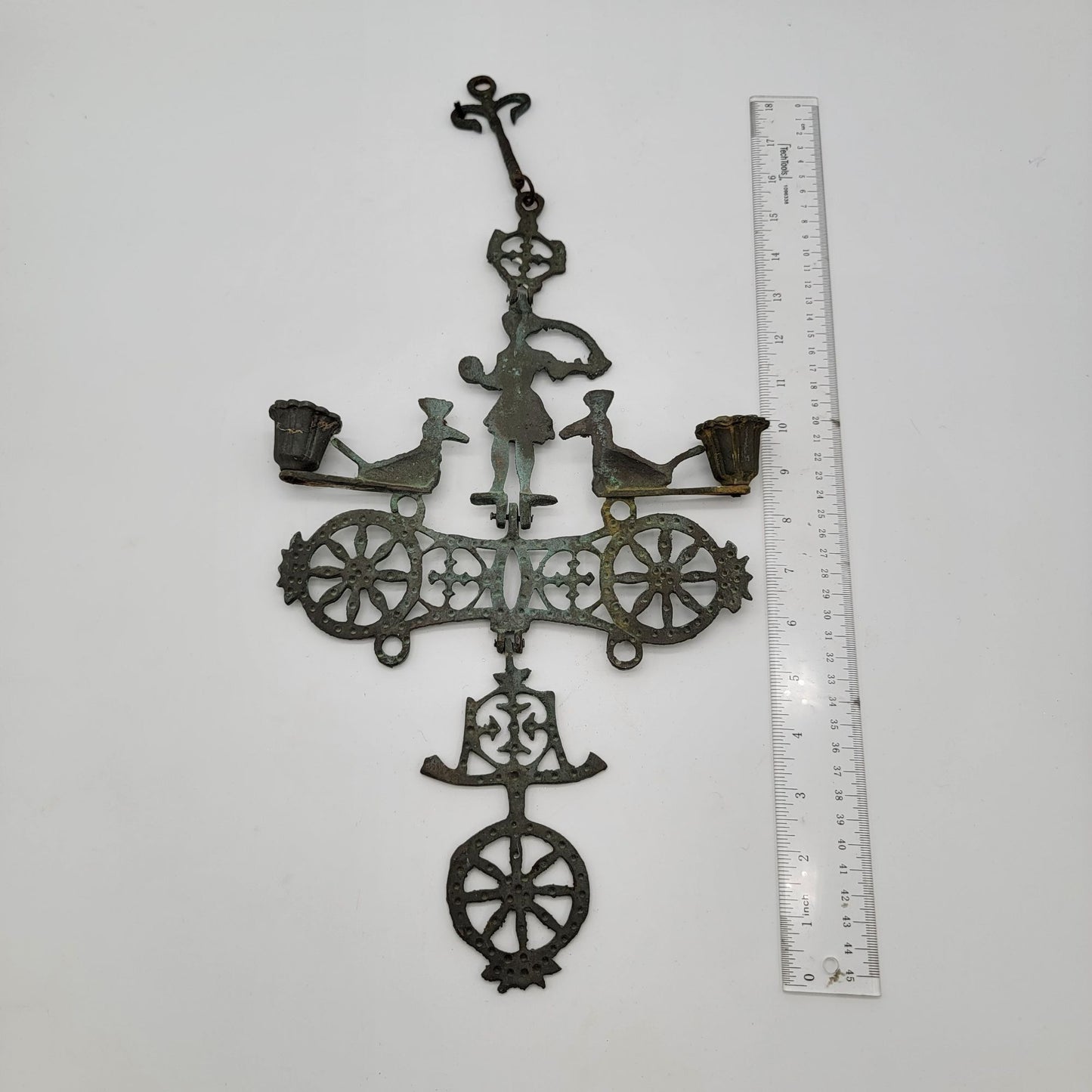 Byzantine Cross Hanging Candle Holder Metal Wall Sconce