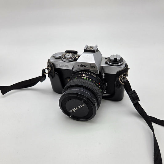 Minolta XG-1 35mm SLR Film Camera W/ 50mm Lens Pentax Leather Cover & Nikon Strap