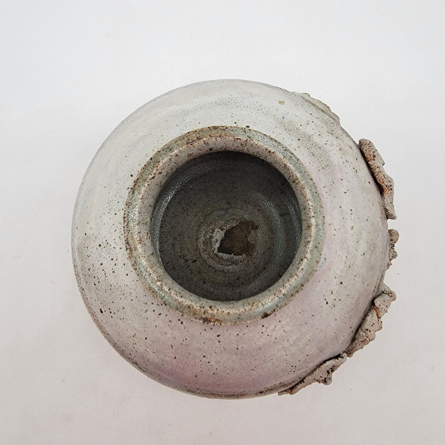 Vintage Signed Glen Quan Art Pottery Vase With Brutalist Flowers