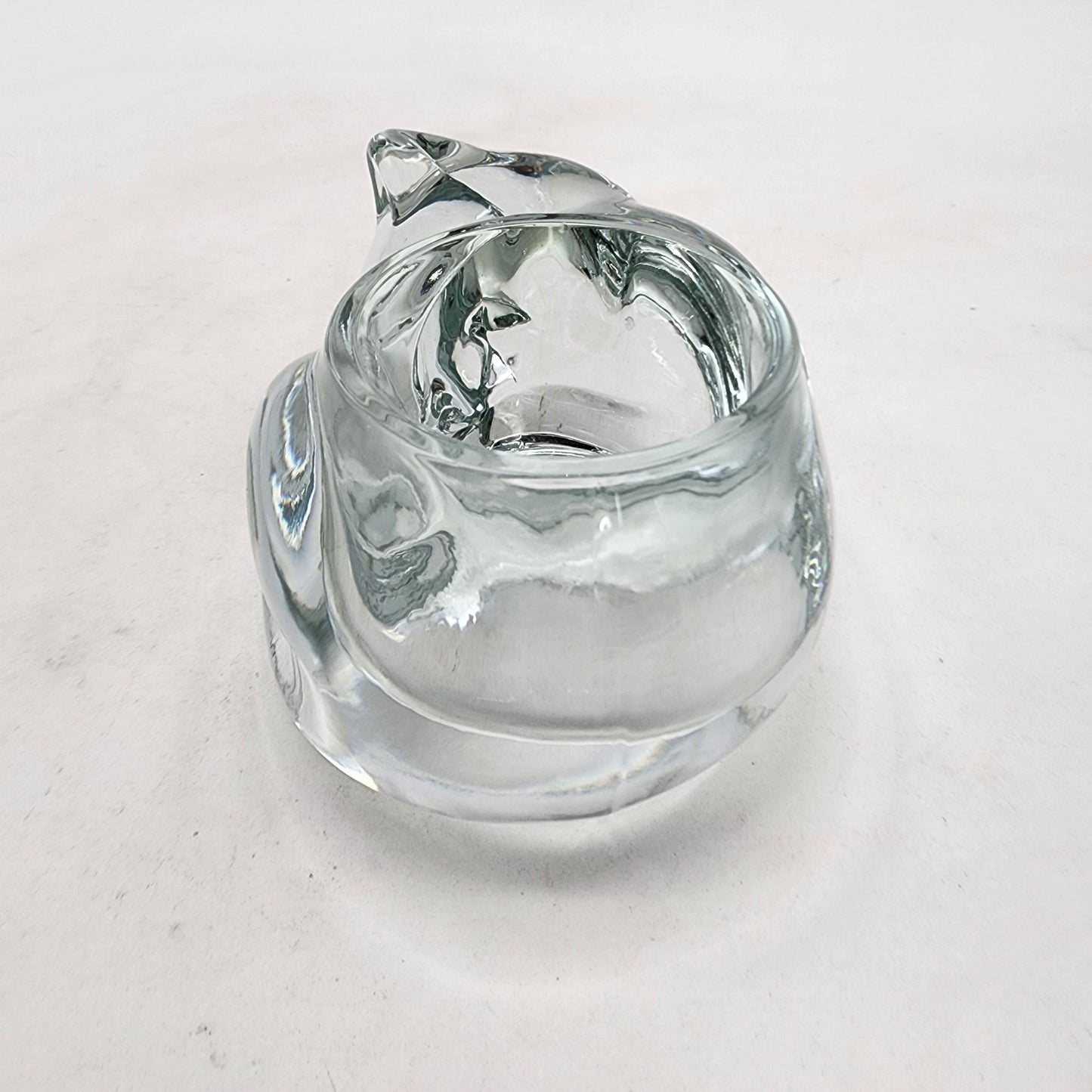 Vintage Indiana Clear Glass Sleeping Cat Votive Holder
