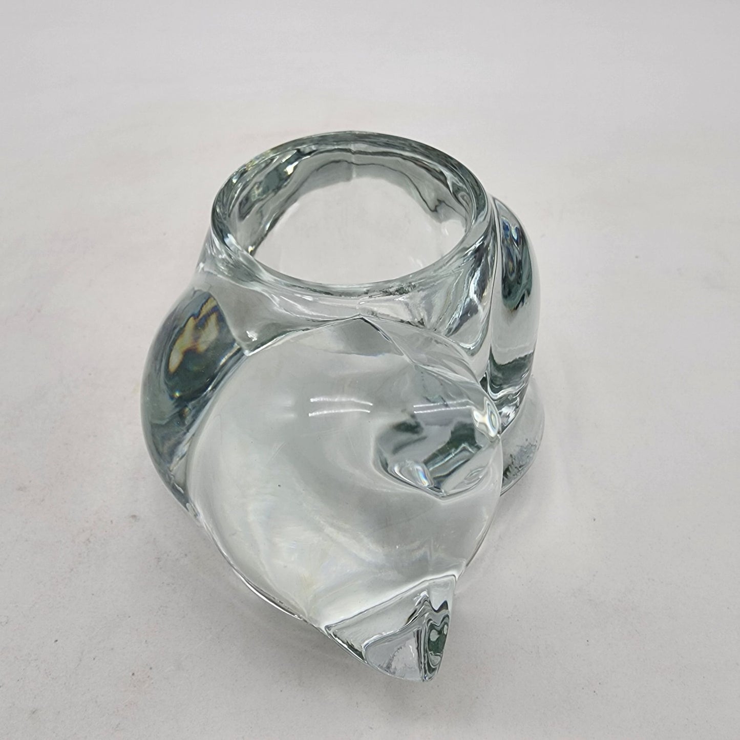 Vintage Indiana Clear Glass Sleeping Cat Votive Holder