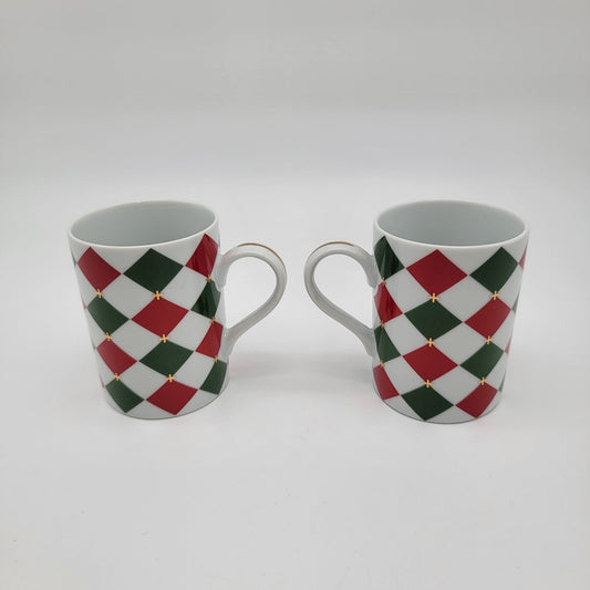 Williams Sonoma Harlequin Porcelain Mugs