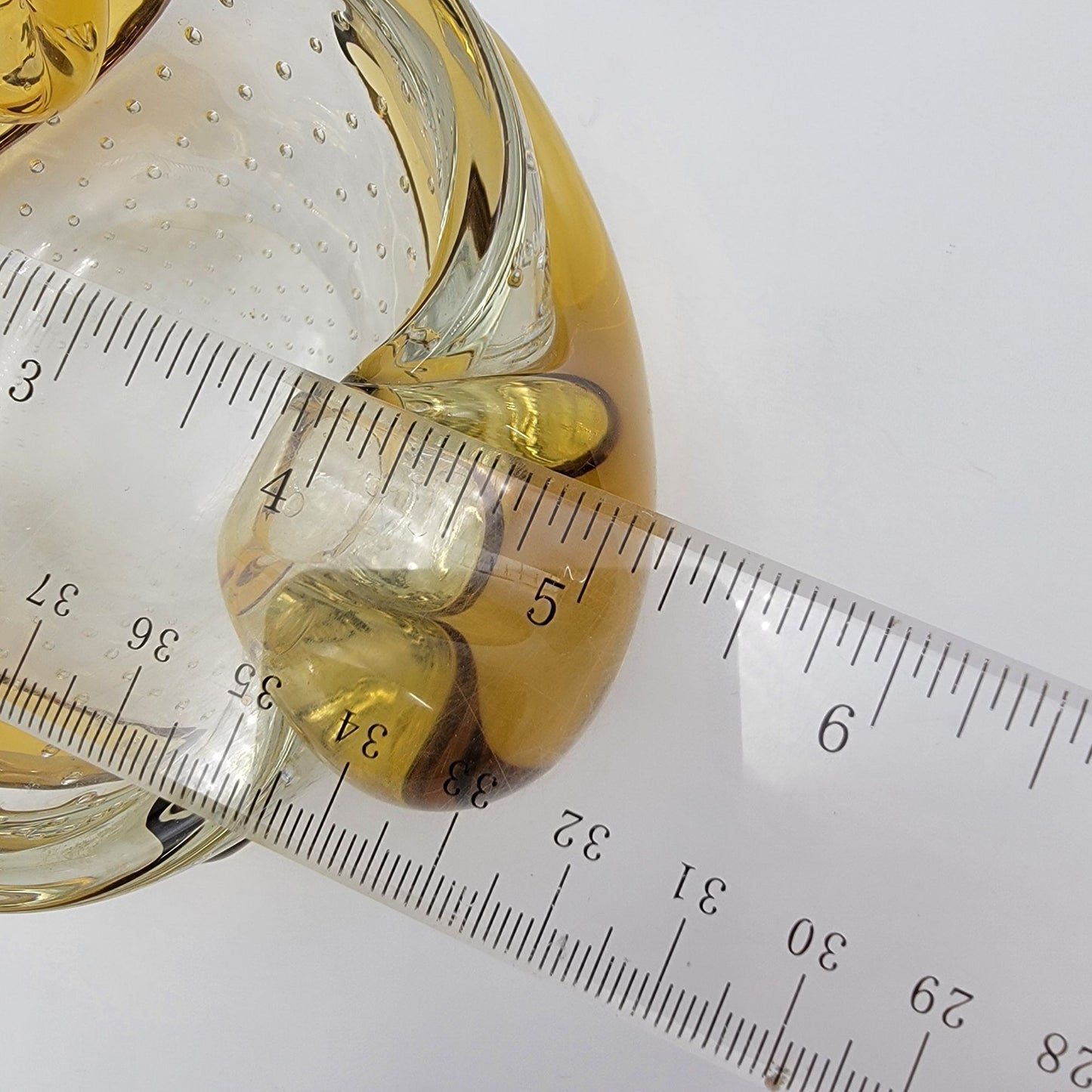 Vintage Barovier & Toso Bullicante Amber Gold Three Petal Bowl