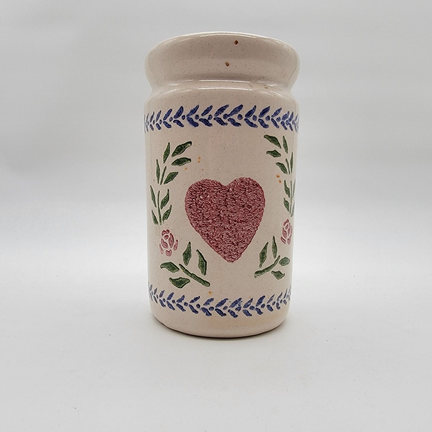 Crock Shop Stoneware Utensil Holder Heart & Floral