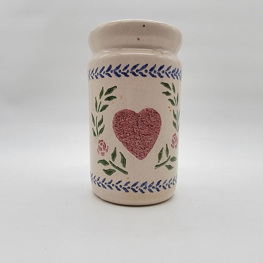 Crock Shop Stoneware Utensil Holder Heart & Floral