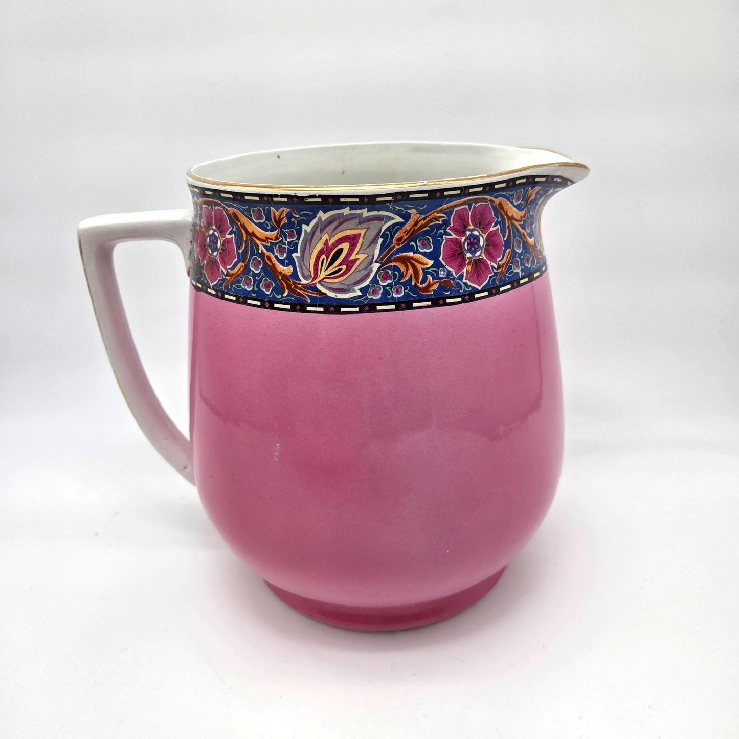 Antique Art Nouveau Pink Pitcher & Wash Basin Bowl Set