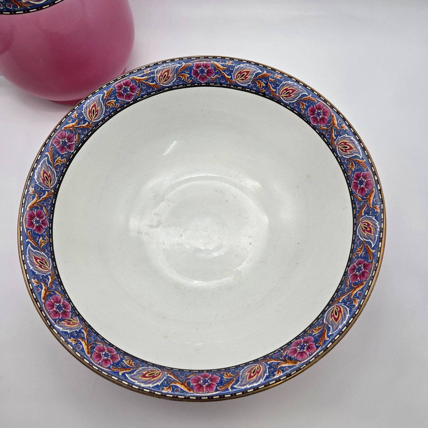 Antique Art Nouveau Pink Pitcher & Wash Basin Bowl Set