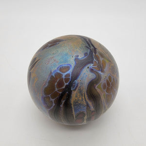 Signed Double Layer Iridescent Art Glass Paperweight