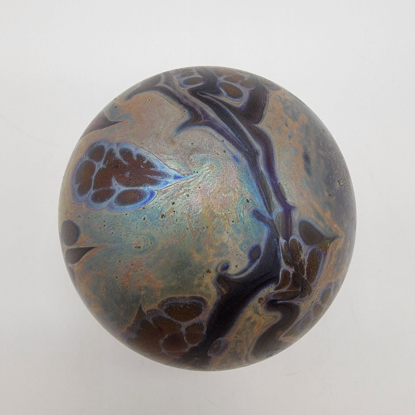 Signed Double Layer Iridescent Art Glass Paperweight