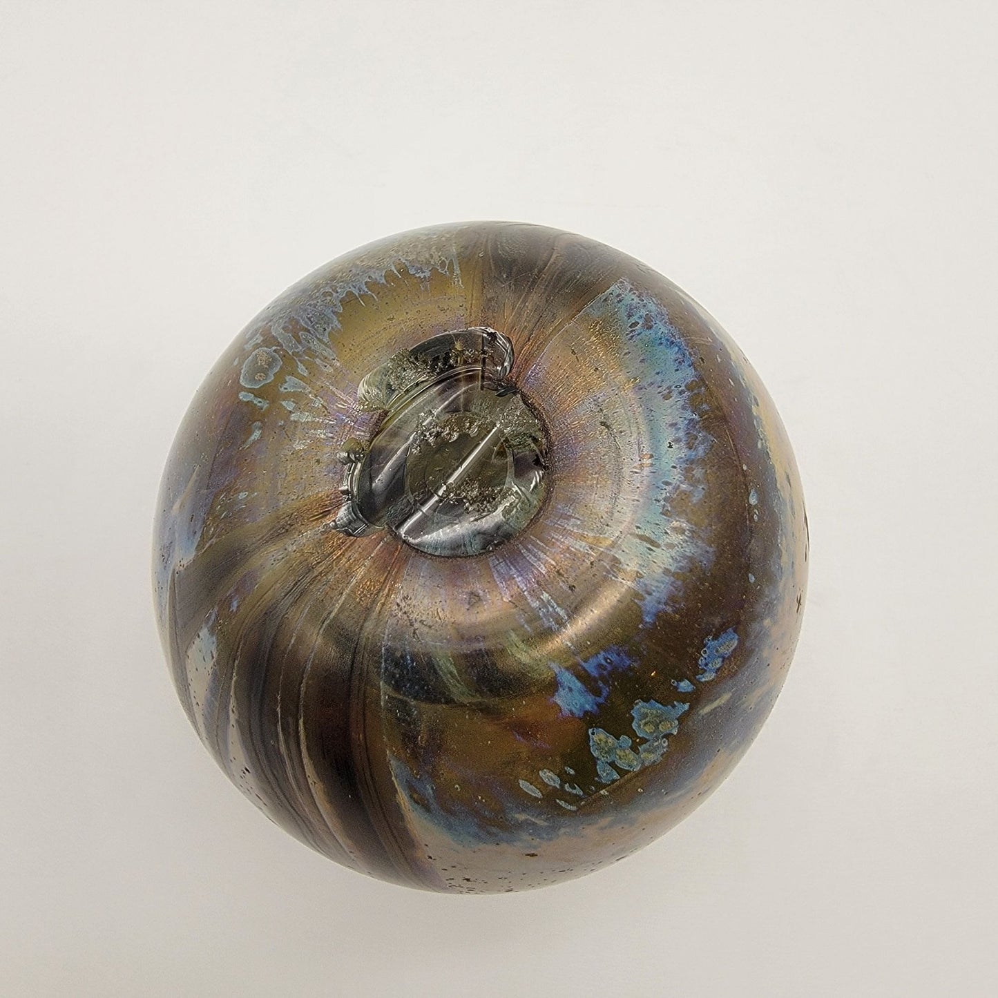 Signed Double Layer Iridescent Art Glass Paperweight