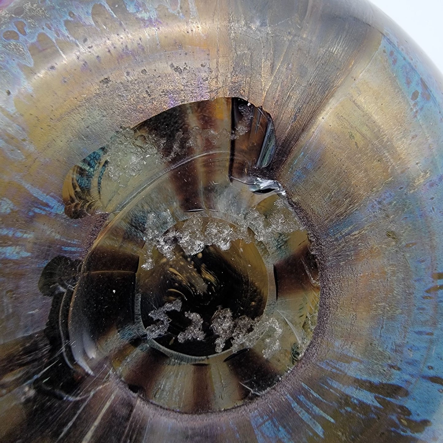 Signed Double Layer Iridescent Art Glass Paperweight