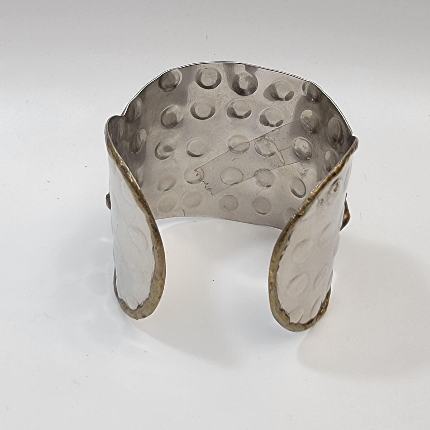 One-of-a-Kind Modernist Brutalist Mixed Metal & Agate Cuff Bracelet