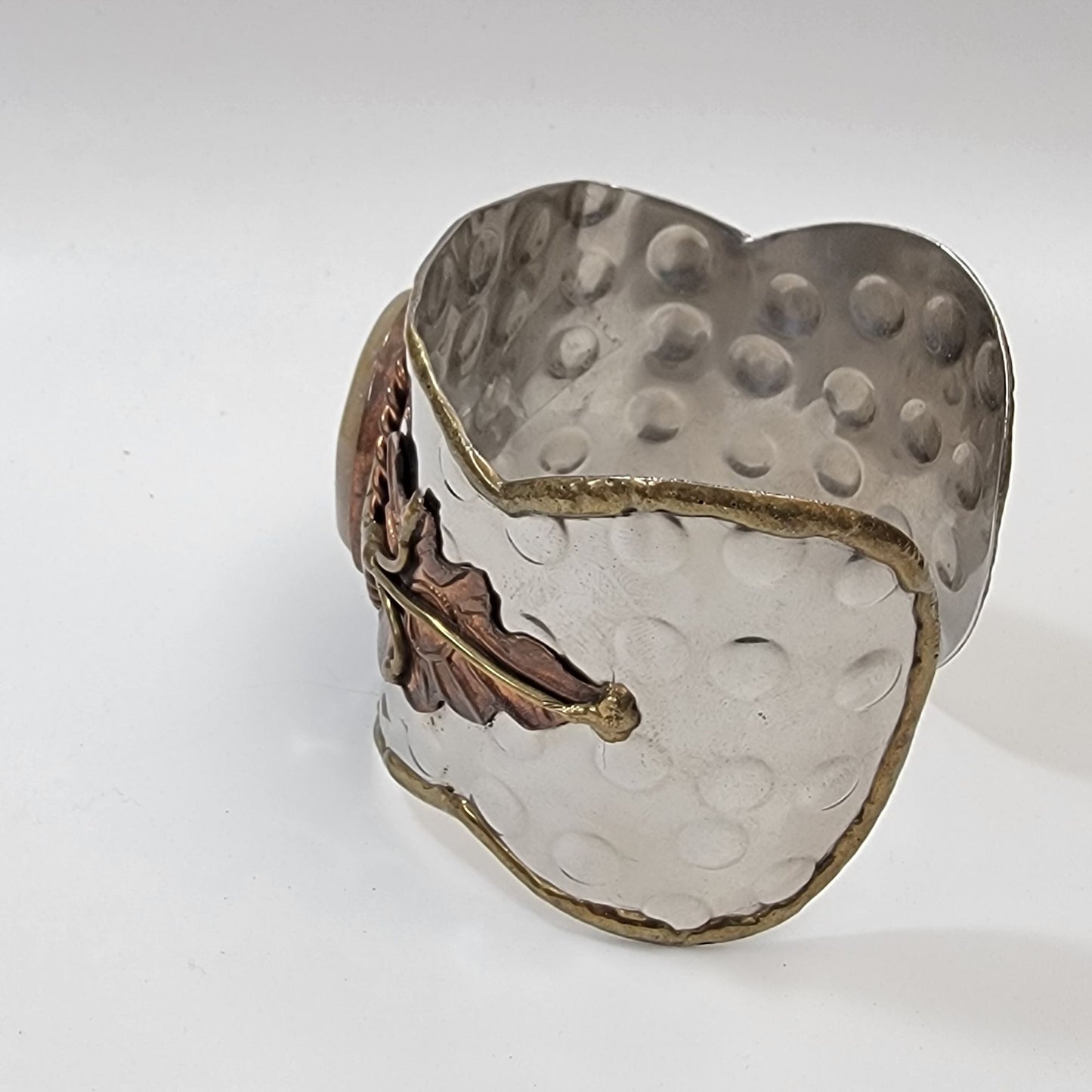 One-of-a-Kind Modernist Brutalist Mixed Metal & Agate Cuff Bracelet