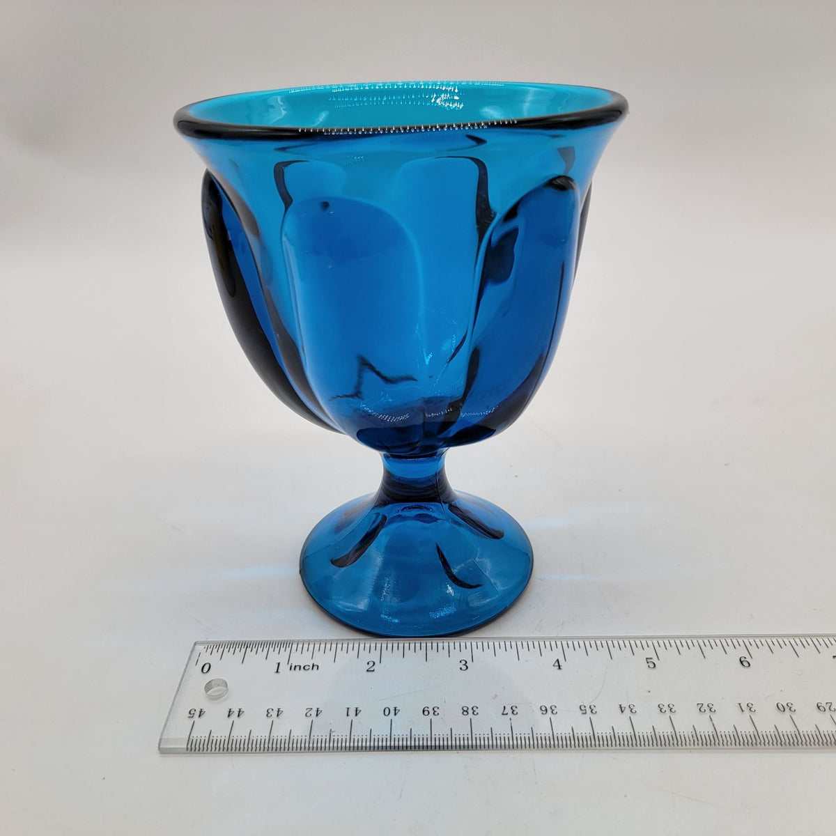 1960s Viking Glass Bluenique 6-Petal Footed Compote Bowl