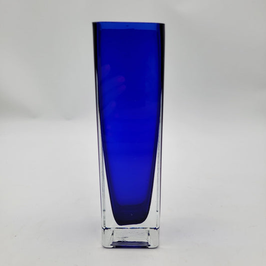 Vintage Swedish Cobalt Blue Tall Glass Vase