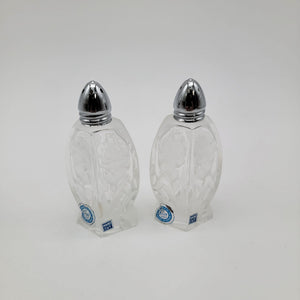 Vintage I W Rice Cut Crystal Salt & Pepper Shakers