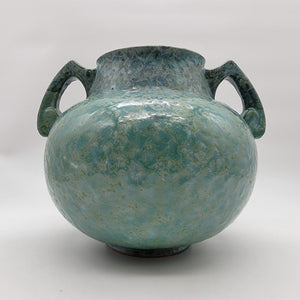 Rare Art Deco Roseville Pottery Carnelian II Aqua Blue Double Handle Vase 335