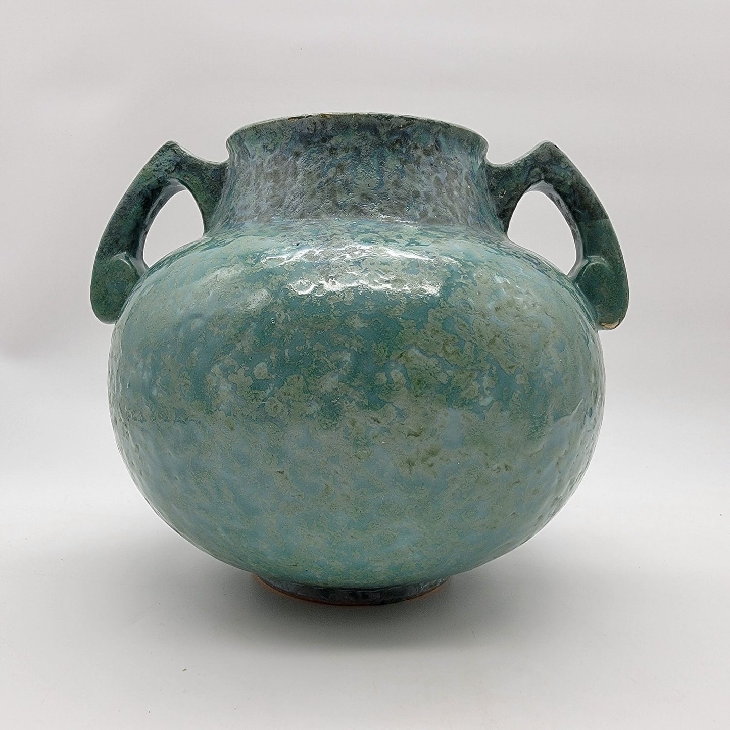Rare Art Deco Roseville Pottery Carnelian II Aqua Blue Double Handle Vase 335