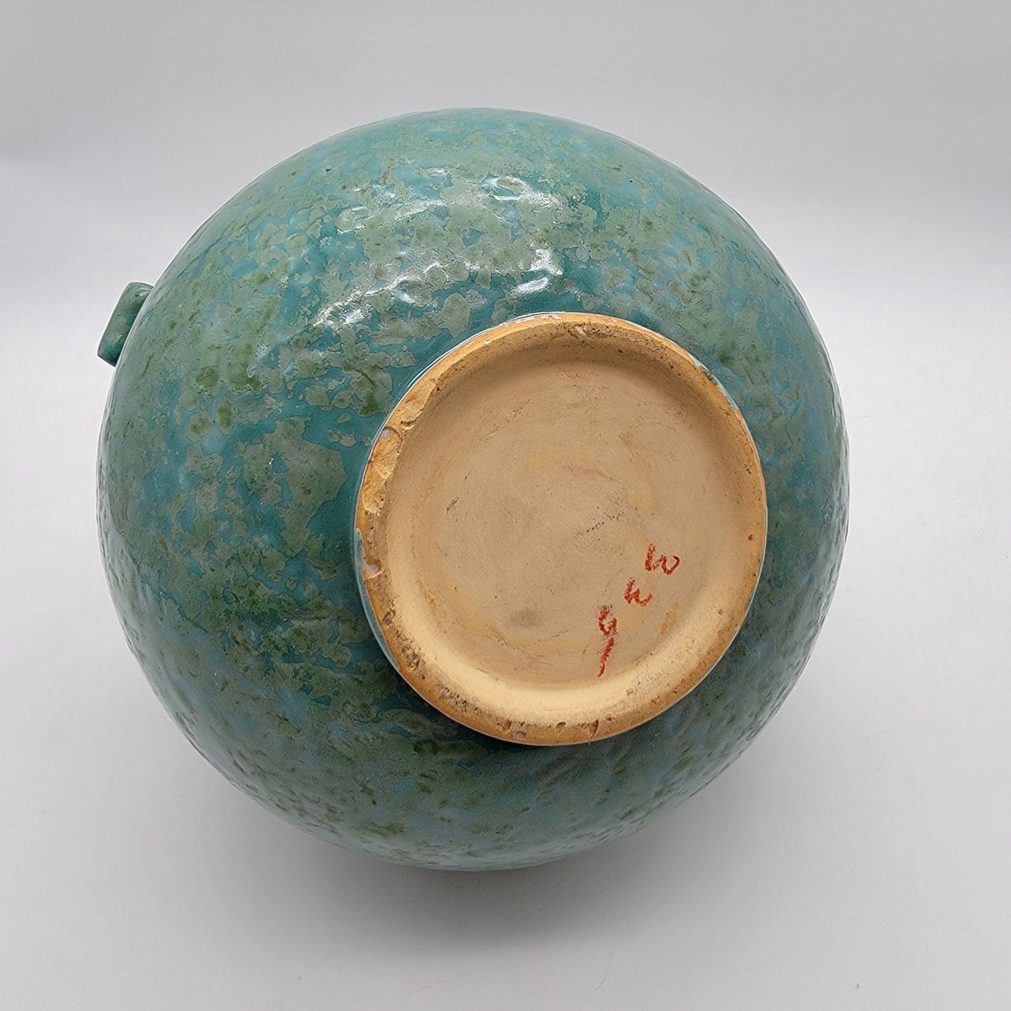 Rare Art Deco Roseville Pottery Carnelian II Aqua Blue Double Handle Vase 335