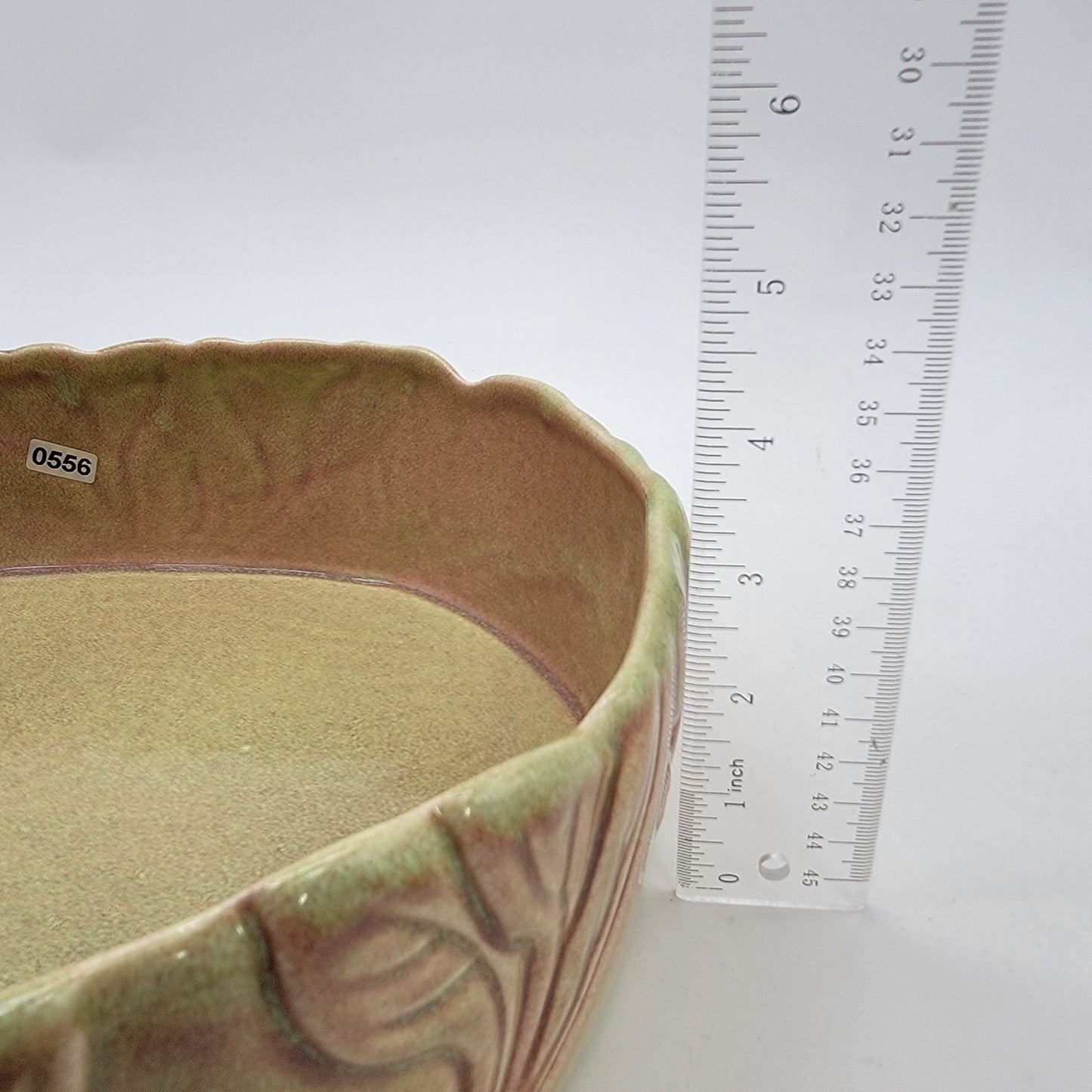 Vintage West Coast Pottery Leaf Low Planter or Serving Dish & Candle Holder