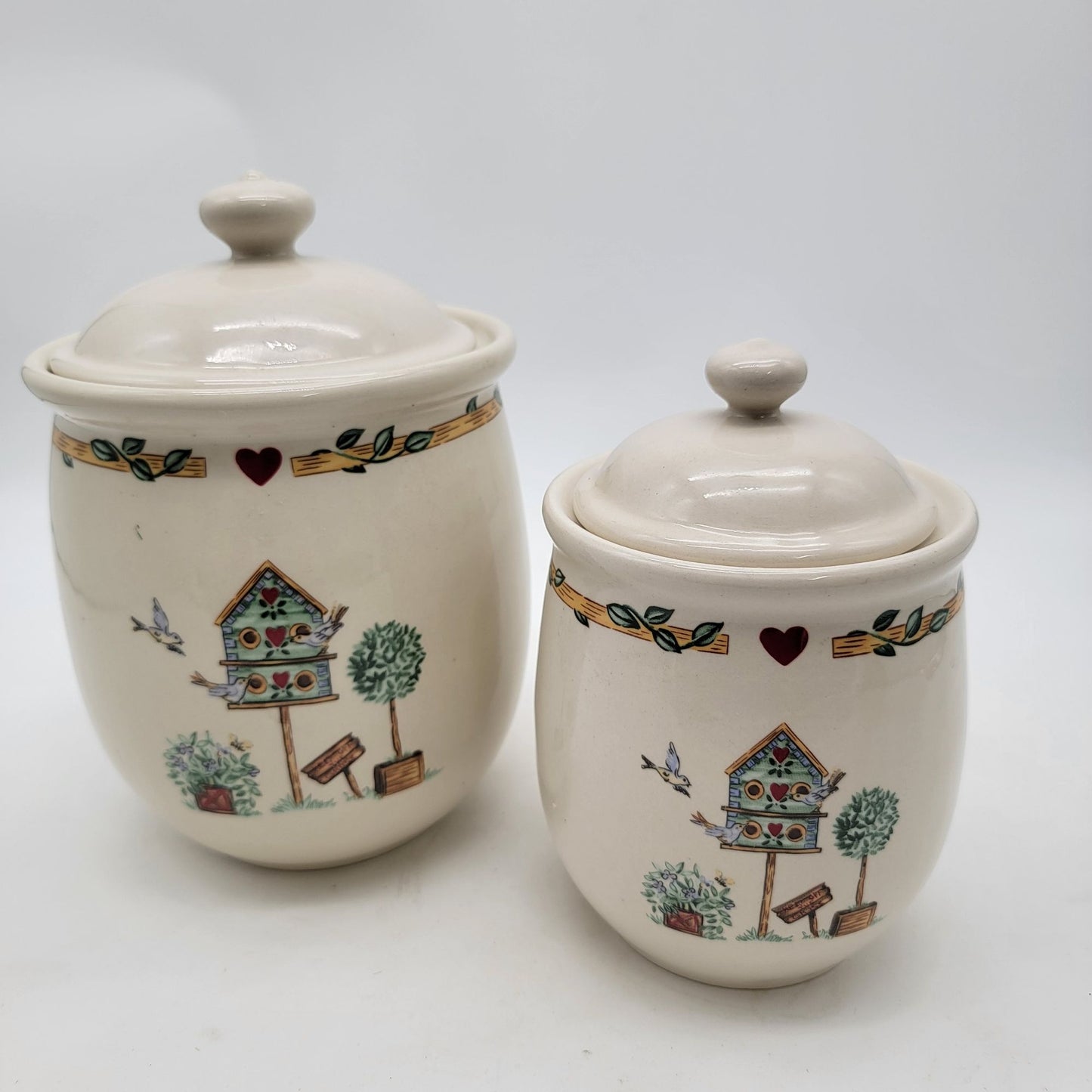 Thomson Pottery Country Birdhouse Canister Set Of 2
