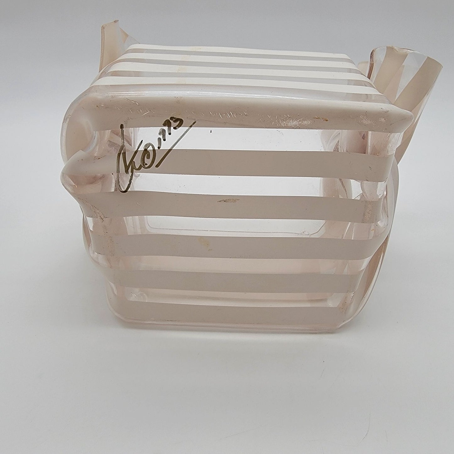 Vintage 1993 CT Designs Lucite Freeform Handkerchief Basket Signed