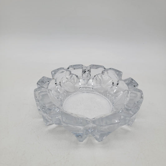 Vintage Mikasa Laurel Cut Crystal Decorative Ashtray Frosted Floral Design