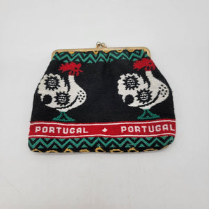 Vintage Portugal Rooster Woven Tapestry Clutch Purse