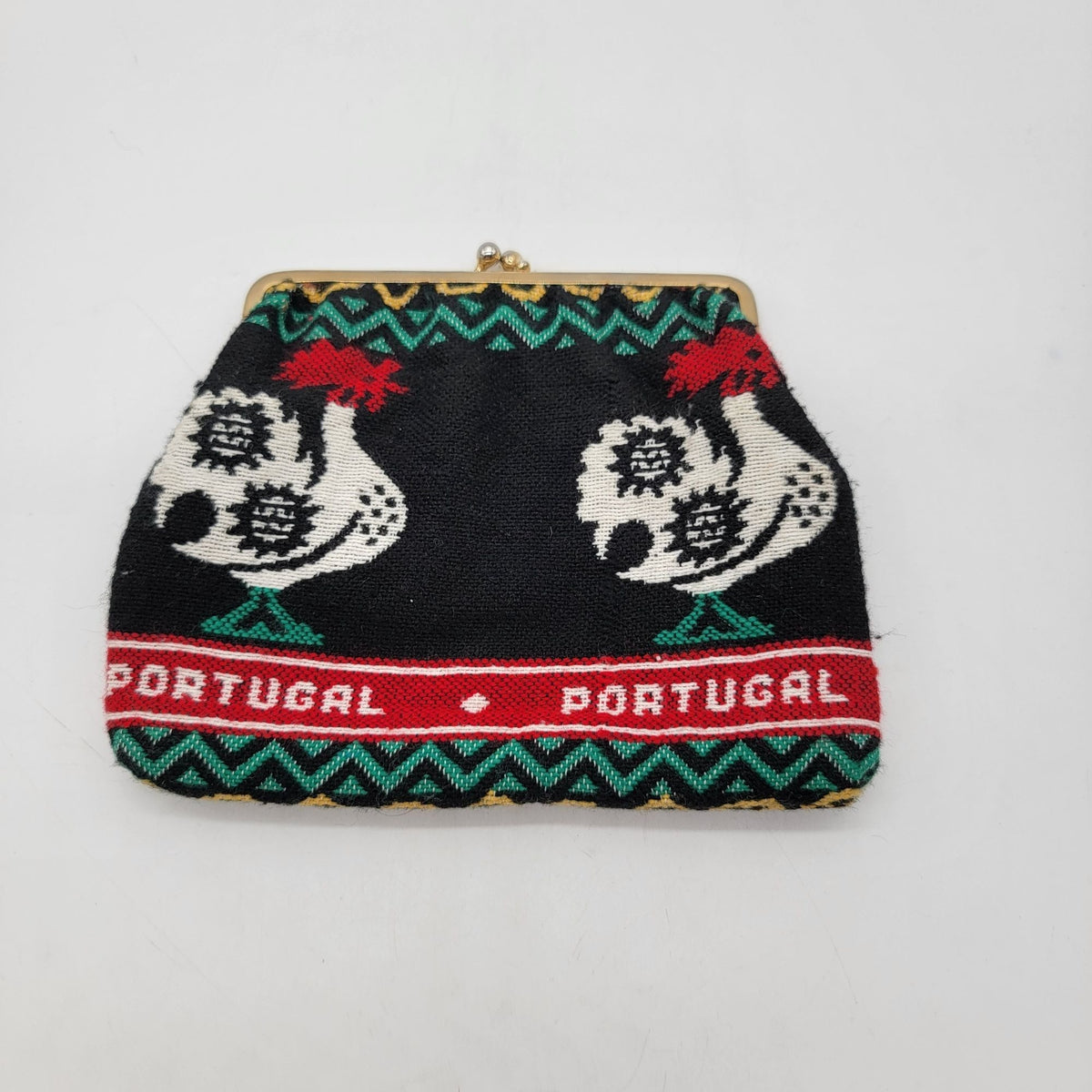 Vintage Portugal Rooster Woven Tapestry Clutch Purse