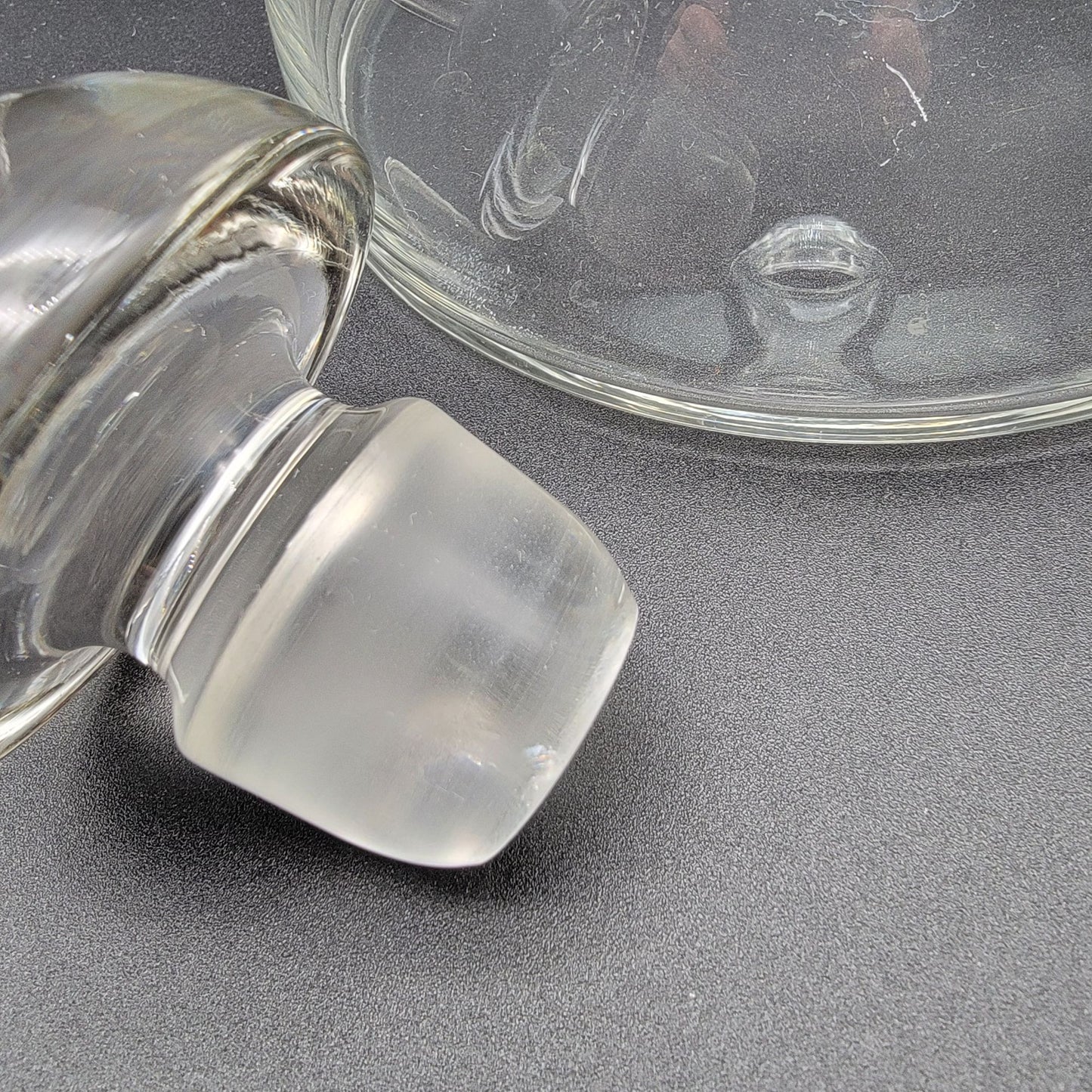 Vintage Mushroom Shaped Clear Glass Decanter With Stopper