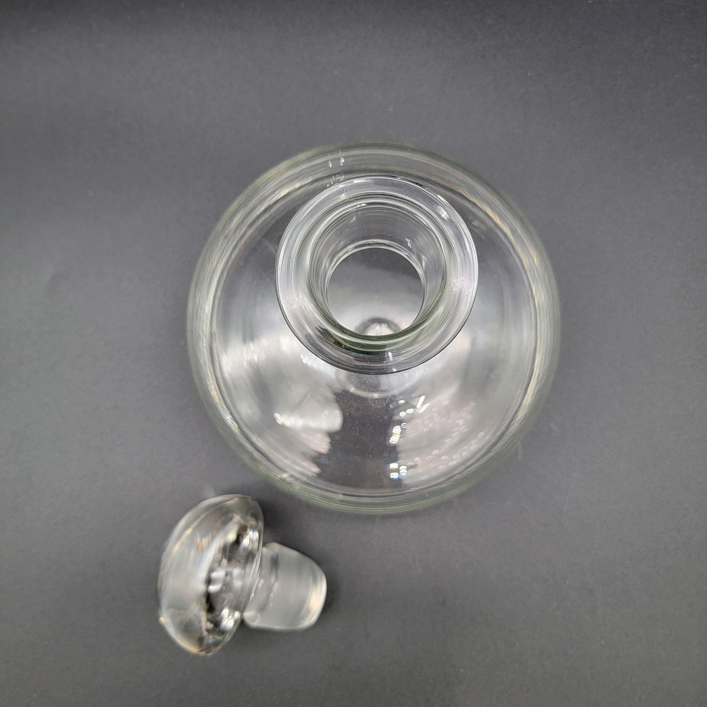 Vintage Mushroom Shaped Clear Glass Decanter With Stopper