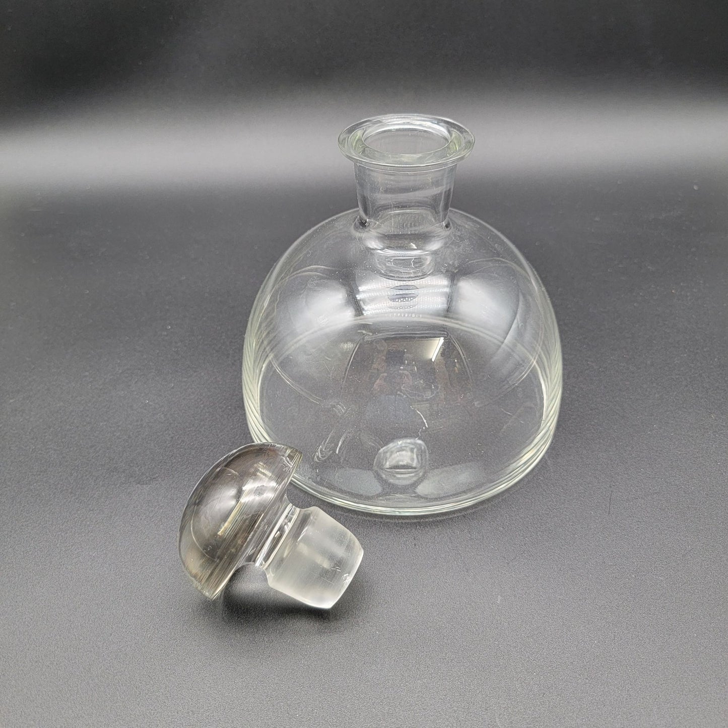 Vintage Mushroom Shaped Clear Glass Decanter With Stopper
