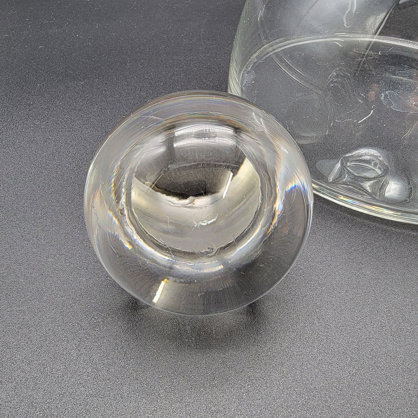 Vintage Mushroom Shaped Clear Glass Decanter With Stopper